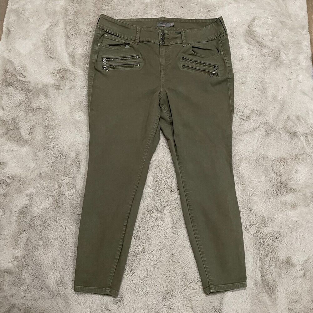 Torrid Women's Jegging Super Soft Olive Green Size 20R - Zipper Accents Career